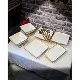 SEÇKİNEV Premium Diamond 11 Parça Döküm Ayaklı Porselen Sunum Tabağı Set - Gold