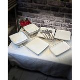 SEÇKİNEV Premium Diamond 11 Parça Döküm Ayaklı Porselen Sunum Tabağı Set - Gümüş