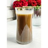 SEÇKİNEV Seçkinev Çınar 6'lı 355ML Yaldızlı ve Kesme Su Bardağı Takımı (Ekose-Line) - Gold - Beyaz - 355 ml