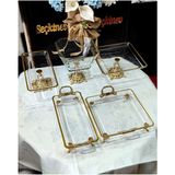 SEÇKİNEV Seçkinev Karen 5 Parça Döküm Ayaklı Kulplu Gold Sunum Tabağı Set - 24 cm
