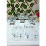 SEÇKİNEV Seçkinev River Karem 5 Parça Döküm Metal Ayaklı (Gümüş&gold&eskitme) Masa Sunum Tabağı Set - 26 cm