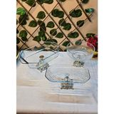 SEÇKİNEV Seçkinev Super Trio 3 Parça Masa Ikramlık Sunum Tabağı Set (Gold-Gümüş-Esktime)