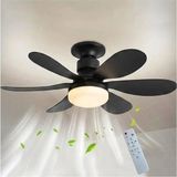 SeckinStore Lambalı Tavan Vantilatör Kumandalı Sessiz 6 Kanatlı Işıklı E27 Duy 36W Modern LED Aydınlatma Siyah Renk