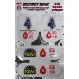 Secret Bike Mavi Motosiklet Ve Kask Kan Grubu Sticker A Rh (-) Negatif