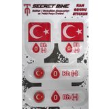 Secret Bike Türk Bayraklı Motosiklet Ve Kask Kan Grubu Sticker 0 Rh (-) Negatif