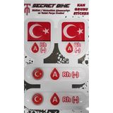 Secret Bike Türk Bayraklı Motosiklet Ve Kask Kan Grubu Sticker A Rh (-) Negatif