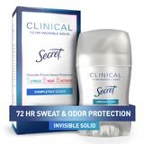 Secret -"Gizli Klinik Güç Görünmez Katı Kadınların Antiperspirant ve Deodorant Tamamen Temiz Koku, 1.6 Sıvı Gizli"