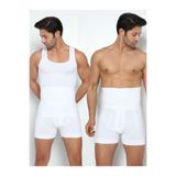 Secret Moda 2'li Set Erkek Korse Atlet Ve Boxer Korse | Inceltici Erkek Korse Seti, Beyaz, L/XL
