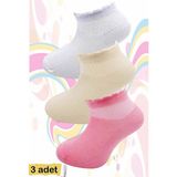 Secret Moda Bilek Kısmı Desenli Çocuk Patik Bambu Çorap 3 Adet 6 8 Yaş - 6 - 8 Yaş - Pembe