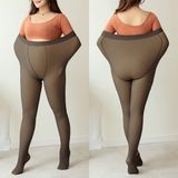 Secret Moda Büyük Beden Ince Görünümlü Thinlooking Ten Renk Termal Peluş Kadın Külotlu Çorap - Siyah - 3XL