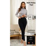 secret moda Içi Peluşlu Kışlık Termal Sıcacık Tutan Kadın Peluş Tayt Siyah