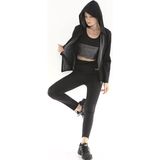 Secret Moda Terleten Incelten Yağ Yakımını Hızlandıran Termal Sauna Fermuarlı Kapşonlu Üst - Siyah - 2XL - 3XL