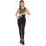 Secret Moda Terleten Incelten Yağ Yakımını Hızlandıran Yüksek Bel Ağraflı Sauna Termal Tayt - 5XL - Siyah