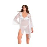 secret night beyaz gecelik ve sabahlık takımı dantel tül ve saten detaylı kadın iç giyim fantezi gecelik beyaz S/M