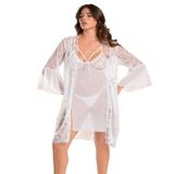 secret night beyaz gecelik ve sabahlık takımı dantel ve tül detaylı kadın iç giyim fantezi gecelik beyaz L/XL