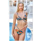 secret night desenli ip detaylı kadın bikini takımı kahverengi 42