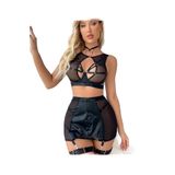 secret night fantezi jartiyer takımı gecelik siyah XL