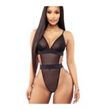 secret night seksi tül detaylı body gecelik babydoll siyah L/XL
