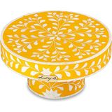 Secret Of B Çiçek Desenli Sarı Sedef Kakmalı Pasta Standı - Standart