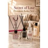 SECRET OF LOVE Premium Koku Seti Hediye Çantalı Çubuklu Oda Kokusu Oda Spreyi Kolonya Seti - AURA KOKU SETİ