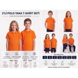 Secret Touch 2'li Paket Çocuk Kız Erkek %100 Pamuk Kısa Kollu Polo Yaka Okul Tişörtü - 12 - 13 Yaş - Oranj