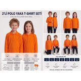 Secret Touch 2'li Paket Kız Erkek Çocuk %100 Pamuk Lakos Uzun Kollu Polo Yaka Okul Tişörtü - 11 - 12 Yaş - Oranj