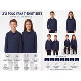 Secret Touch 2'li Paket Kız Erkek Çocuk %100 Pamuk Lakos Uzun Kollu Polo Yaka Okul Tişörtü - 4 - 5 Yaş - Lacivert