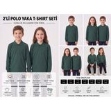 Secret Touch 2'li Paket Kız Erkek Çocuk %100 Pamuk Lakos Uzun Kollu Polo Yaka Okul Tişörtü - 6 - 7 Yaş - Yeşil