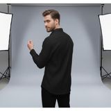 Secret Touch Erkek Geniş Kalıp Klasik Uzun Kollu Poplin Gömlek - Siyah