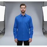 Secret Touch Erkek Geniş Kalıp Klasik Uzun Kollu Poplin Gömlek - XL - Saks Mavi