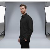 Secret Touch Erkek Geniş Kalıp Klasik Uzun Kollu Poplin Gömlek - XL - Siyah