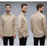 Secret Touch Erkek Geniş Kalıp Klasik Uzun Kollu Poplin Gömlek - XL - Sütlü Kahve