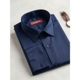 Secret Touch Erkek Slim Fit Dar Kesim Pamuk Saten Gömlek - Siyah / Lacivert - 2XL