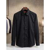 Secret Touch Erkek Slim Fit Dar Kesim Pamuk Saten Gömlek - Siyah / Lacivert - XL