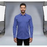 Secret Touch Erkek Slim Fit Dar Kesim Uzun Kollu Poplin Gömlek - İndigo