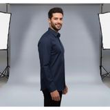 Secret Touch Erkek Slim Fit Dar Kesim Uzun Kollu Poplin Gömlek - Lacivert - 2XL