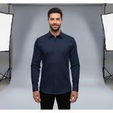 Secret Touch Erkek Slim Fit Dar Kesim Uzun Kollu Poplin Gömlek - Lacivert