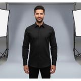 Secret Touch Erkek Slim Fit Dar Kesim Uzun Kollu Poplin Gömlek - Siyah