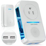 sectelli Kablosuz Kapı Zili Kapı Zili Zili 5 Ses Seviyesi 60 Çan, 2 USB Bağlantı Noktalı Kendinden Enerjili Kapı Zili,Soket LED Yanıp Sönen 1500ft Uzun Menzilli Kapı Zili Kiti,IP66 Su Geçirmez Pil