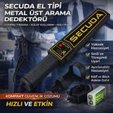 Secuda El Tipi Metal Dedektörü | Üst Arama Dedektörü | Şarj Adaptörü ve Pil Dahil