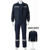 Secura İş Güvenliği 7*7 Takım Mont + Pantolon [ Sweat Hediye ] %100 Pamuklu Üst Içi Kapitone Elyaf Kışlık - Lacivert