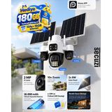 Secuzi 3 Hareketli 1 Sabit Kameralı 2MP 4G Solar Panel / Güneş Enerjili Akıllı Güvenlik Kamerası - E-SIM , Fiziki SIM Uygun - 180 GB SIM Kart Hediye!