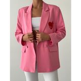 Seda Fidan Boutique Kalp Nakışlı Ceket Pembe