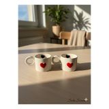 seda seramik 2 Adet El Yapımı Kabartmalı Kalpli Kahve Kupa Bardak Mug 200 ml