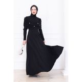 sedadenizstore TESETTÜR ABİYE ELBİSE -İNCİ DETAYLI ŞAL YAKALI