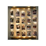 sedanur home Doğal Ahşap Led Işıklı Ipli Mandallı Dikdörtgen Fotoğraf Çerçevesi Fotoğraf Askısı Albümü