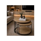 SEDAŞ LIVING UNITS 2 li Salon Yavrulu Katlı Orta Sehpa Suntalam LENKA (Siyah) Metal Ayak sehpa_orta_lux