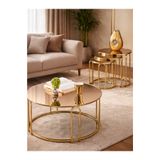 SEDAŞ LIVING UNITS 4 Lü Bronz Ayna Gold Metal Ayaklı Ayna LENKA Model Sehpa Takımı (ZİGON VE ORTA)