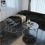Sedaş Living Units 4 Lü Temperli Kırılmaz Cam Gümüşmetal Ayaklı Cam C Model Sehpa Takımı (Zigon ve Orta) - SİYAH