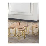 SEDAŞ LIVING UNITS 5 Li Iç Içe 4 1 Açık Ceviz (SUNTALAM) Gold Metal Ayak Takım Sehpa Orta Sehpa Bohem